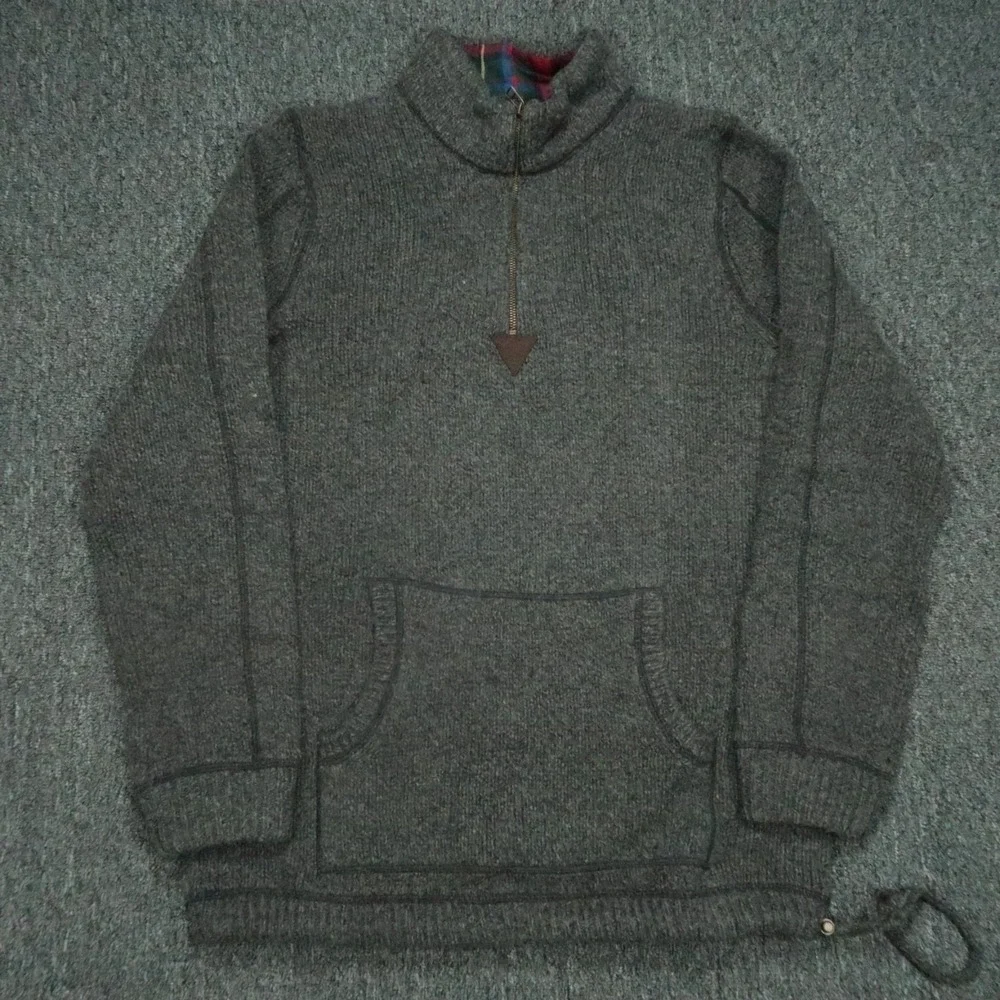 LL Bean Sweater Mens Large‎ Tall Gray Lambs Wool Quarter Zip Pockets Pullover